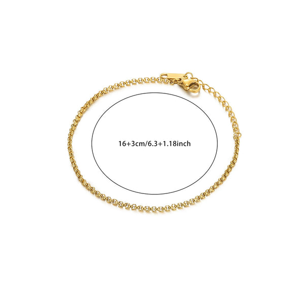 Simple Women's Heartshaped Stainless Steel 18K Gold Plated Bracelet With Personality Stitching Chain And Electroplating Design