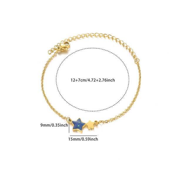 Simple Women's Heartshaped Stainless Steel 18K Gold Plated Bracelet With Personality Stitching Chain And Electroplating Design