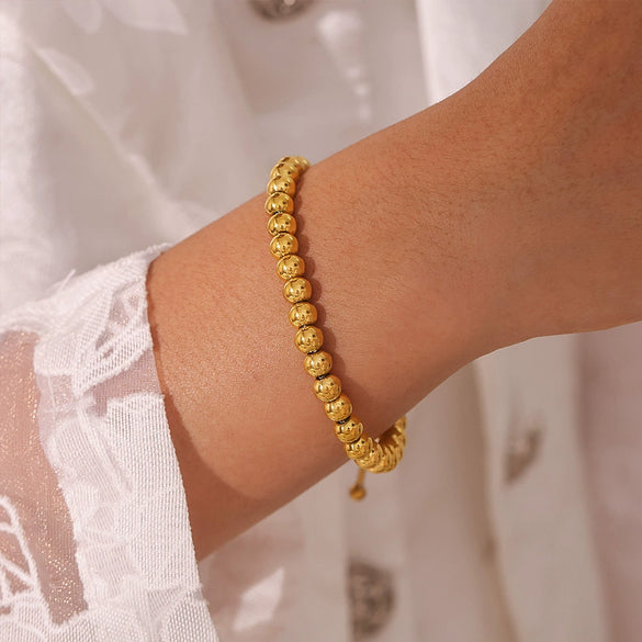 Simple Women's 18K Goldplated Stainless Steel Geometric Ball Pullout Bracelet With Electroplating