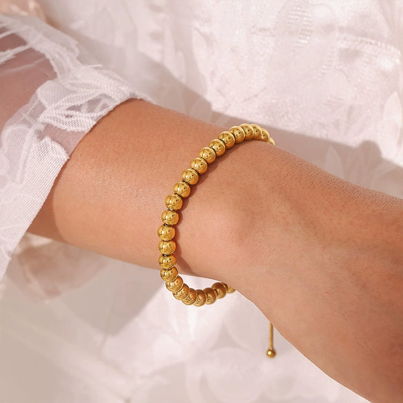 Simple Women's 18K Goldplated Stainless Steel Geometric Ball Pullout Bracelet With Electroplating