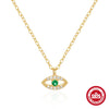 Simple Women's S925 Sterling Silver Necklace With Geometric Devil's Eye Pendant And O Chain Electroplated Design
