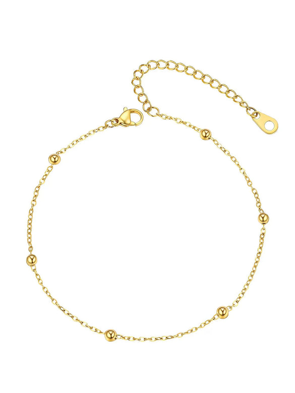 Simple Women's Stainless Steel Double Layer Chain Anklet With Heart Shaped Pendant Fashion Jewelry Accessory