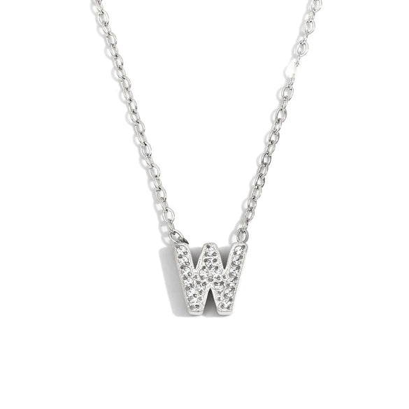 Simple Women's Stainless Steel Plated 18K Gold Letter Pendant Necklace With Electroplating