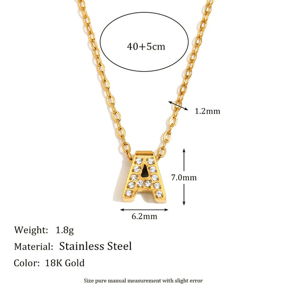 Simple Women's Stainless Steel Plated 18K Gold Letter Pendant Necklace With Electroplating