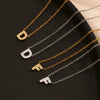 Simple Women's Stainless Steel Plated 18K Gold Letter Pendant Necklace With Electroplating