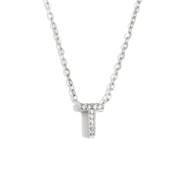 Simple Women's Stainless Steel Plated 18K Gold Letter Pendant Necklace With Electroplating