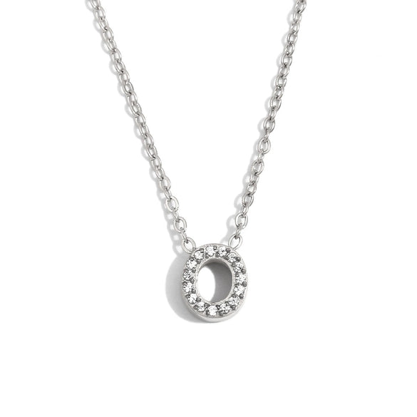 Simple Women's Stainless Steel Plated 18K Gold Letter Pendant Necklace With Electroplating