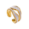 Simple Women's Titanium Steel Open Finger Ring In Geometric Style With 18K Gold Plated Electroplating Treatment Non Fading