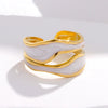 Simple Women's Titanium Steel Open Finger Ring In Geometric Style With 18K Gold Plated Electroplating Treatment Non Fading