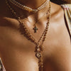 Simple Y Shaped Geometric Cross Diamond Necklace Copper Vacuum Electroplating 18K Gold For Women