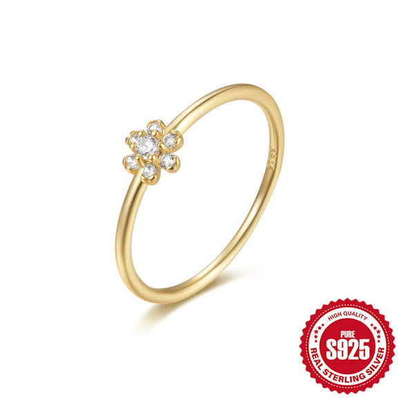 Simple Zircon Fine Ring For Women 925 Sterling Silver With Geometric Design And Electroplating