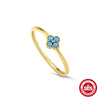 Simple Zircon Fine Ring For Women 925 Sterling Silver With Geometric Design And Electroplating