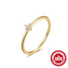Simple Zircon Fine Ring For Women 925 Sterling Silver With Geometric Design And Electroplating