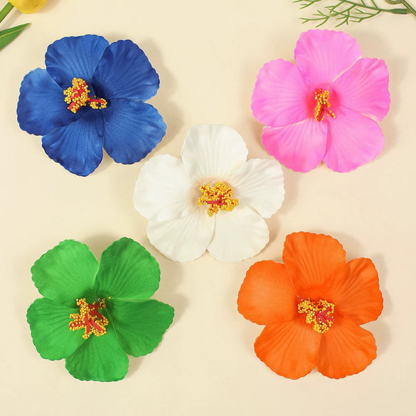 Simulated Hibiscus Flower Hairpins Duckbill Clip Purely Handmade Women's Accessories