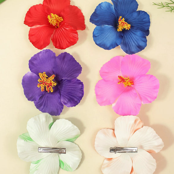 Simulated Hibiscus Flower Hairpins Duckbill Clip Purely Handmade Women's Accessories