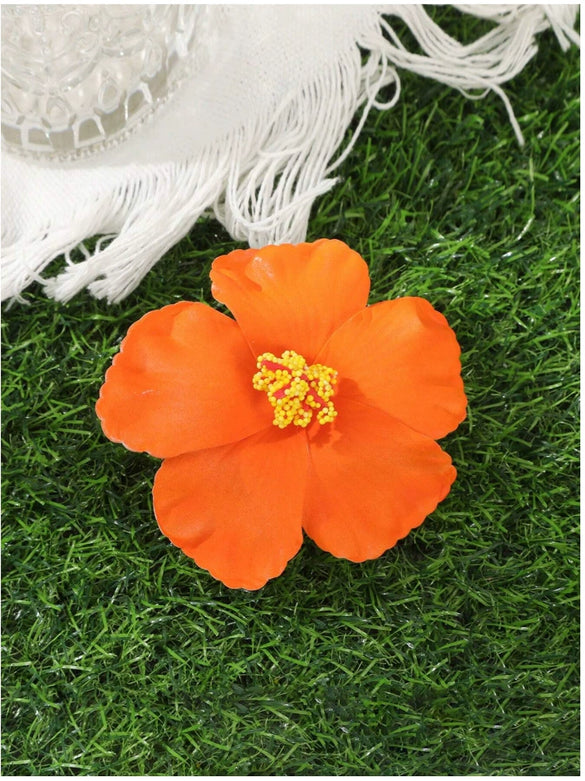 Simulated Hibiscus Flower Hairpins Duckbill Clip Purely Handmade Women's Accessories