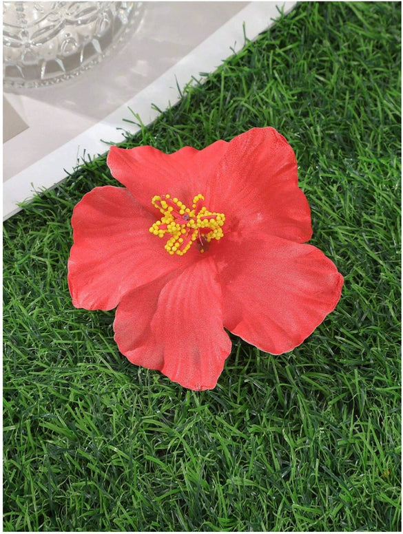 Simulated Hibiscus Flower Hairpins Duckbill Clip Purely Handmade Women's Accessories