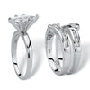 Simulated Zircon Copper Ring Microembedded Geometric Style Women's Engagement Threepiece Set