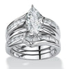 Simulated Zircon Copper Ring Microembedded Geometric Style Women's Engagement Threepiece Set