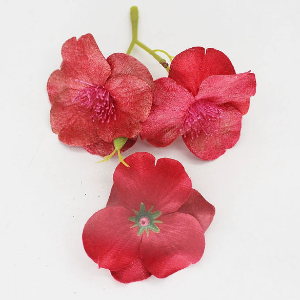 Simulation Diamond Trigeminal Velvet Silk Cherry Blossom Diy Handmade Wreath Jewelry Material Decorative Flower Head