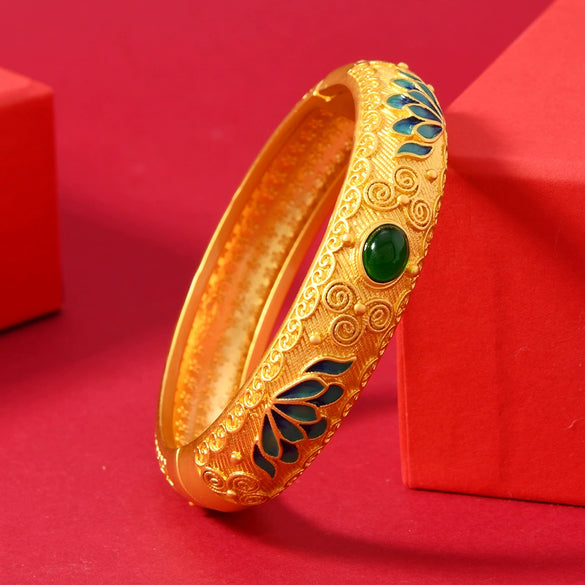 Single Layer Beijing Enamel Cloisonne Craft Bracelet Alloy Electroplated Hand Jewelry Light Luxury All Match