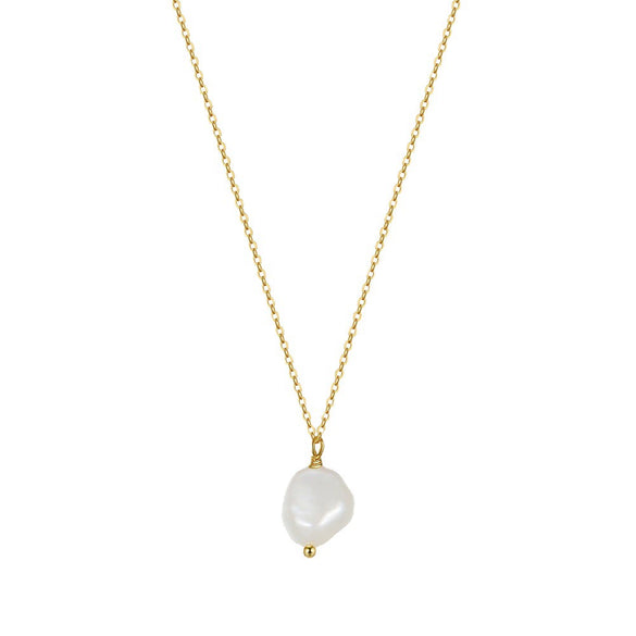 Single Pearl Pendant Necklace Natural Baroque Freshwater Pearl Silver Geometric Clavicle Chain Electroplating Simple Minimalist Design For Women