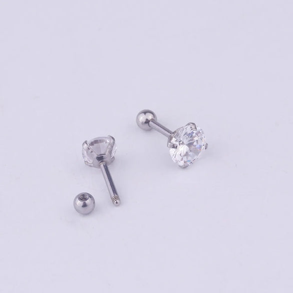 Fashion Geometric Inlaid Zircon Stainless Steel Ear Studs