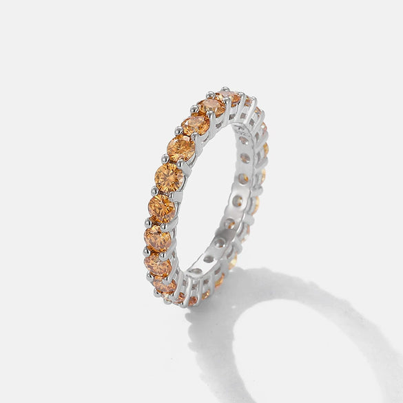 Single Row Diamond Finger Ring For Women Sterling Silver Geometric Simple Light Luxury Niche Design Full Diamond Ring