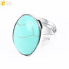 Single Semiprecious Stone Ring Copper Ring Adjustable Female Ring Multicolor Mixed Batch Oval Convex Natural Stone Creative Gift