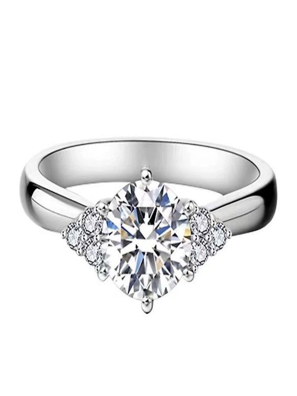Six Claw Starlight Moissanite Proposal Ring Silver Electroplating Geometric Style For Women