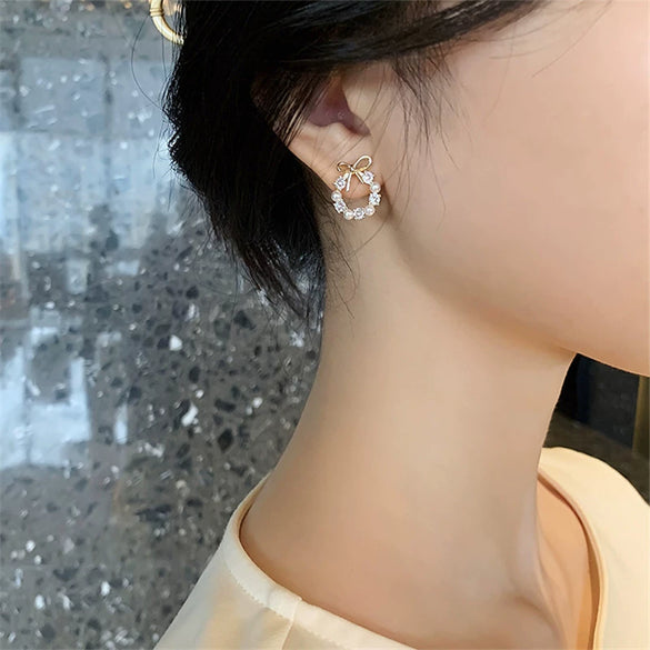 Small Bowknot Electroplated Fashionable Internet Popular Elegant All Match Earrings For Women