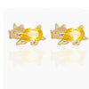Small Dinosaur Element Earrings Copper Zircon Plated Real Gold Color Jewelry