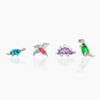Small Dinosaur Element Earrings Copper Zircon Plated Real Gold Color Jewelry