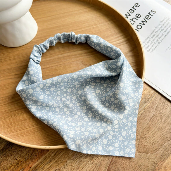 Small Floral Chiffon And Silk Scarf For Women With Geometric Pattern And Elastband Simple Style