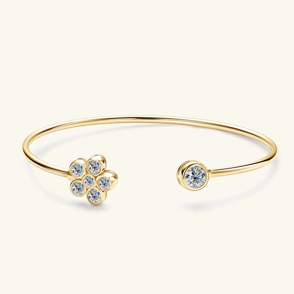 Small Flower Moissanite Bracelet S925 Sterling Silver Electroplated Jewelry For Women