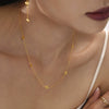 Small Flower Tassel Earrings And Clavicle Chain Set Stainless Steel Pvd Plated Light Luxury Plant Flower Pattern Jewelry For Women