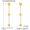 Small Flower Tassel Earrings And Clavicle Chain Set Stainless Steel Pvd Plated Light Luxury Plant Flower Pattern Jewelry For Women