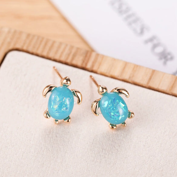 Small Fresh Alloy Turtle Pattern Electroplated Earrings For Women