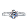 Small Fresh Classic Sixclaw Proposal Wedding Ring In Fashion Style With Geometric Design Silver Plated Electroplating Treatment