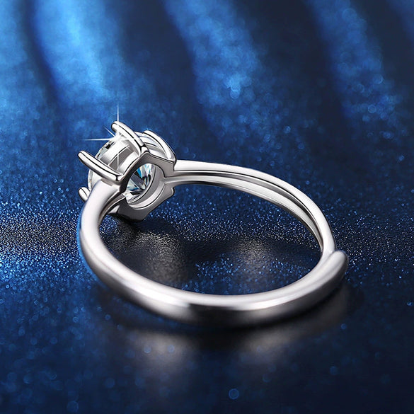Small Fresh Classic Sixclaw Proposal Wedding Ring In Fashion Style With Geometric Design Silver Plated Electroplating Treatment