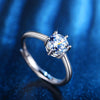 Small Fresh Classic Sixclaw Proposal Wedding Ring In Fashion Style With Geometric Design Silver Plated Electroplating Treatment