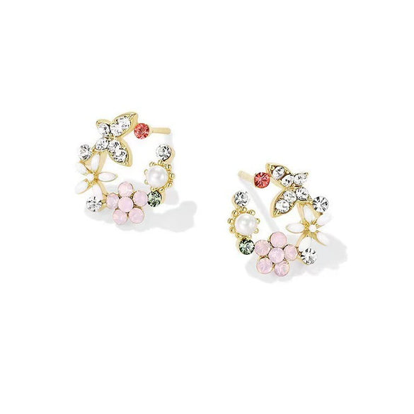 Small Fresh Flower Butterfly Resin Plastic Handmade Earrings For Women