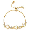 Small Fresh Opal Diamond Embedded Love Heart Shaped Zinc Alloy Pull Adjustable Bracelet For Women