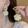 Small Fresh Sweet Flower Fabric Earrings With Electroplating Treatment