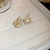 Small Fresh Sweet Flower Fabric Earrings With Electroplating Treatment