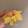 Small Fresh Sweet Flower Fabric Earrings With Electroplating Treatment