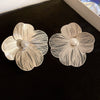 Small Fresh Sweet Flower Fabric Earrings With Electroplating Treatment