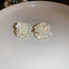 Small Fresh Sweet Flower Fabric Earrings With Electroplating Treatment