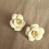 Small Fresh Sweet Flower Fabric Earrings With Electroplating Treatment