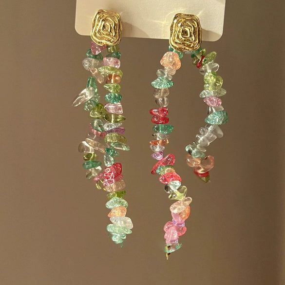 Small Fresh Sweet Flower Fabric Earrings With Electroplating Treatment